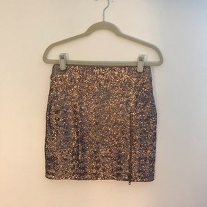 Sequined bronze mini skirt, Dress The Population